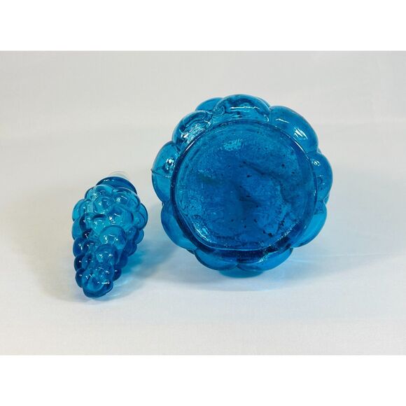 Italian Mid Century Electric Blue Grape Decanter w/ Stopper Made in Italy MCM - Picture 4 of 6